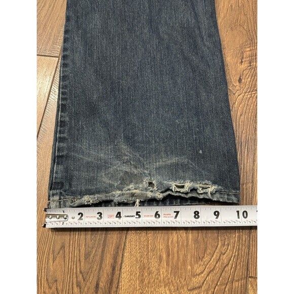 Ecko Unltd Y2K Faded Dark Wash Jeans Baggy 42x32 Faded Grunge Skater Whiskered - Picture 8 of 8